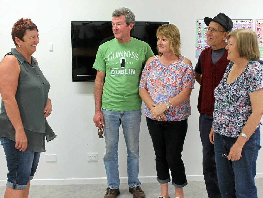 SHOW AND TELL: Granite Belt Support Services respite and day services manager Therese Crisp shows Marty and Viv Short and Gabrielle and Anne-Marie Trabucco around the new building. SHOW AND TELL: Granite Belt Support Services respite and day services manager Therese Crisp shows Marty and Viv Short and Gabrielle and Anne-Marie Trabucco around the new building.